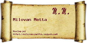 Milovan Metta névjegykártya